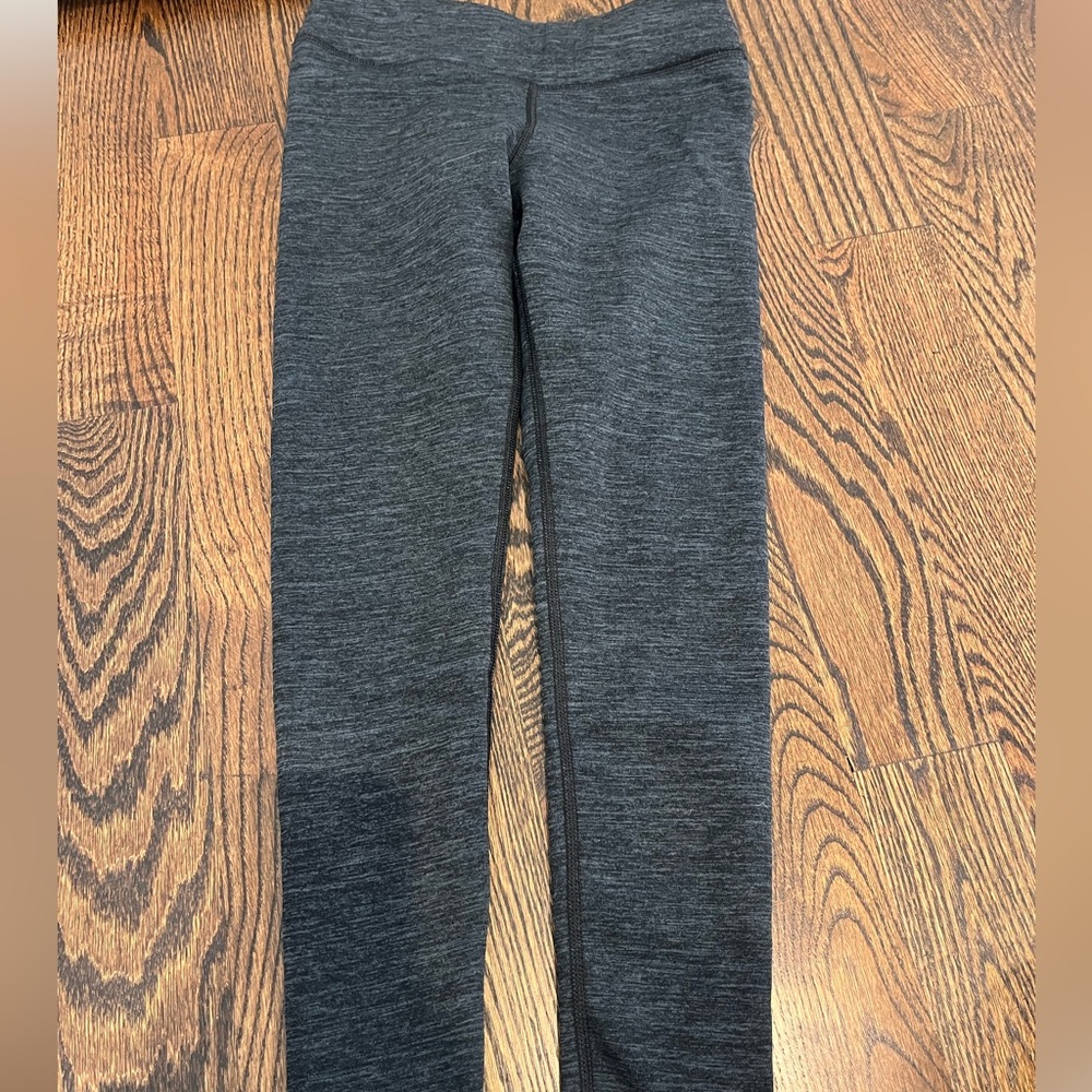Athleta Girl Leggings gray with fuzzy lining, medium/8-10